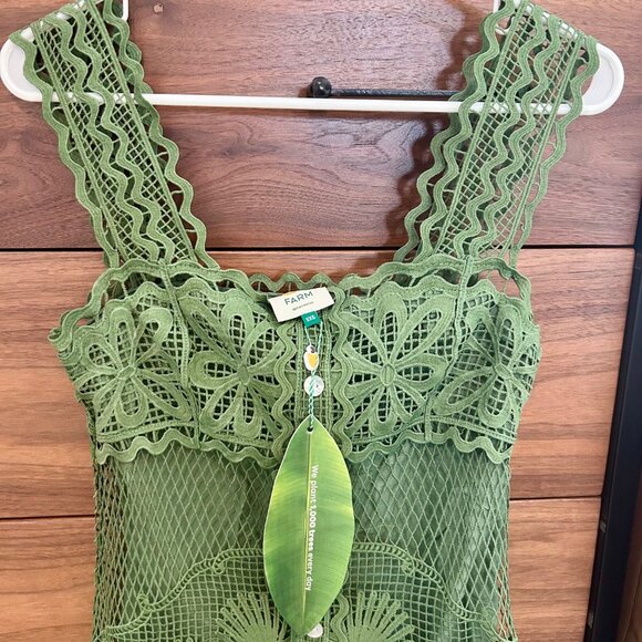 Green Nautical Guipure Maxi Dress, NWT, XXS - Picture 4 of 5